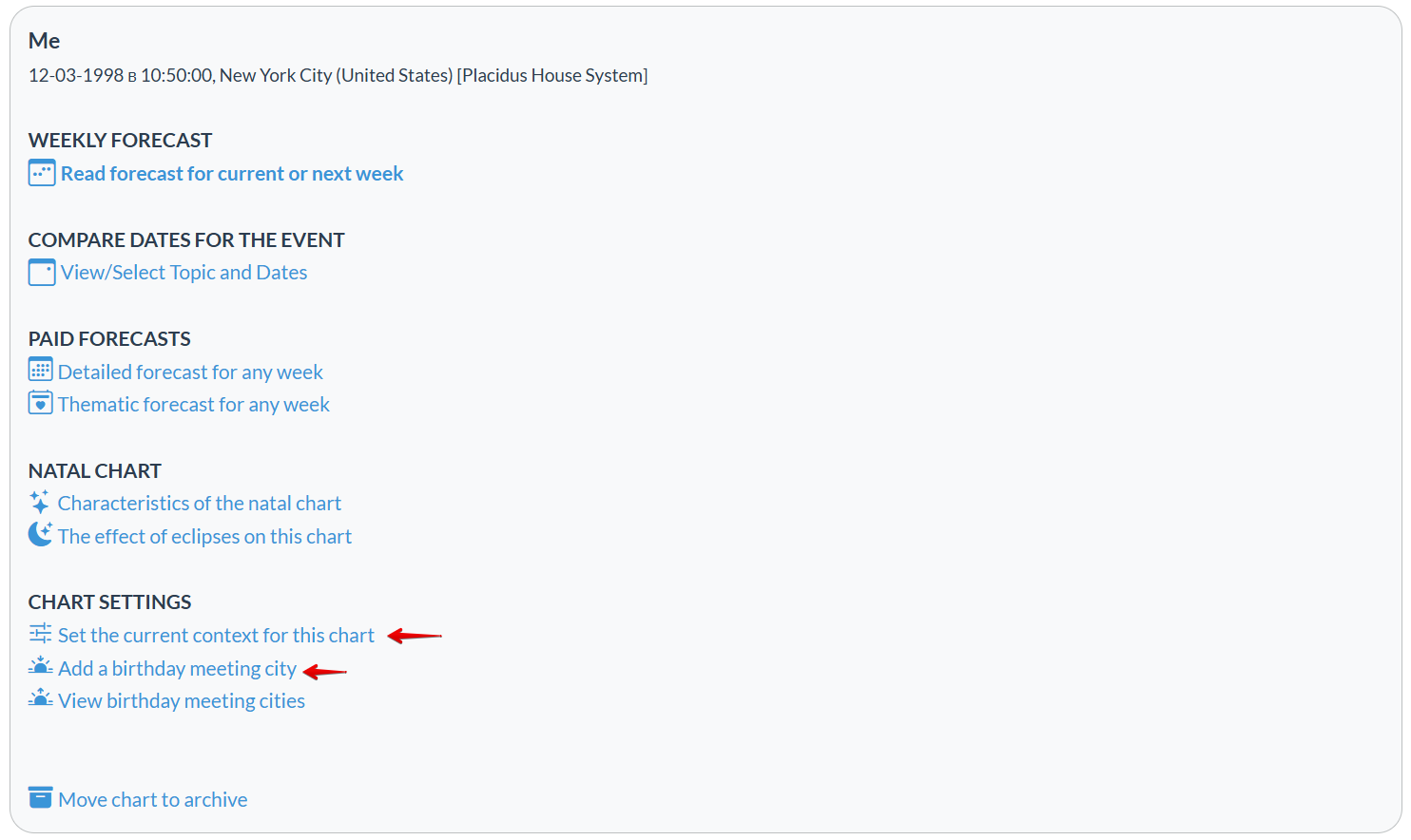 The context of the natal chart